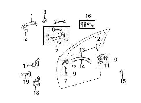 2009 Toyota Matrix Cover, Front Door Outside Handle, RH Diagram for 69217-AA010-E1