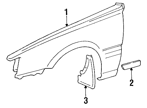 1984 Toyota Camry Fender Sub-Assy, Front RH Diagram for 53801-32030