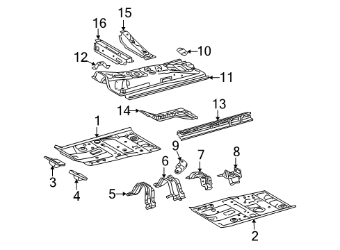 2009 Toyota Yaris Pillars, Rocker & Floor - Floor & Rails Diagram 2 - Thumbnail