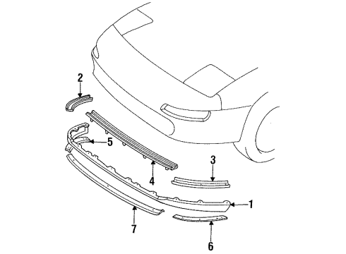 1993 Toyota MR2 Spoiler, Front Diagram for 76851-17060