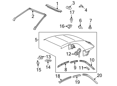 2004 Toyota Solara Motor Assy, Convertible Roof Diagram for 85730-33030