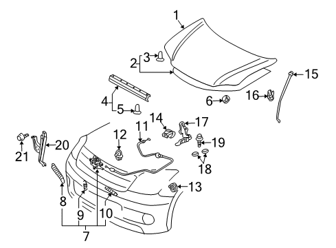 2010 Scion tC Lock Assembly, Hood Diagram for 53510-21030