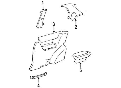 1994 Toyota Tercel Lower Quarter Trim, Driver Side Diagram for 62520-16530-W4