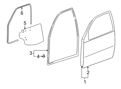 2001 Toyota RAV4 Weatherstrip, Front Door, LH Diagram for 67862-42041