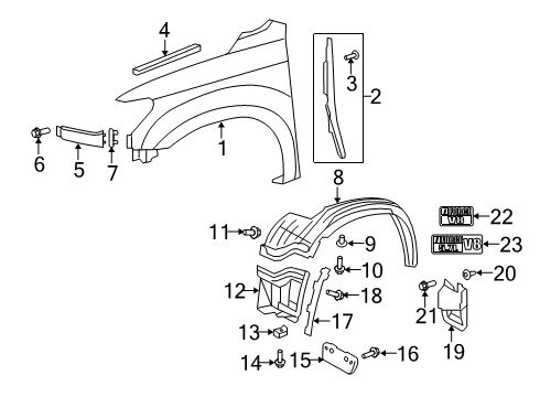 2013 Toyota Tundra Fender & Components, Exterior Trim, Trim Diagram