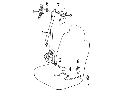 2013 Toyota Prius Plate Sub-Assy, Front Shoulder Belt Anchor, LH Diagram for 73024-53020-B0