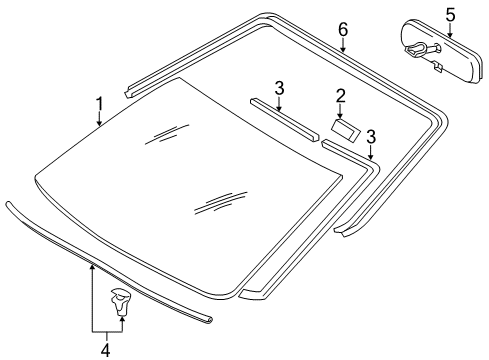 2011 Scion tC Glass Sub-Assembly, Wind Diagram for 56101-21040