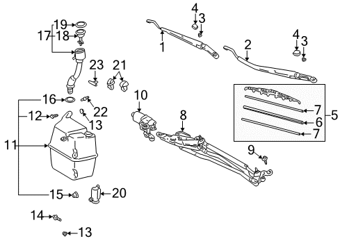 2001 Toyota Celica Plate, WIPER Rubber Backing Diagram for 85224-44020