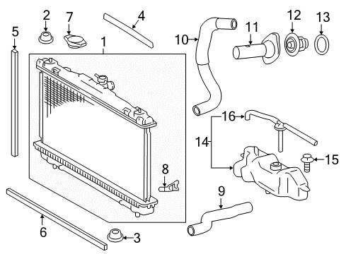 2017 Toyota Camry Radiator Assembly, Mvp Diagram for 16410-AZ003