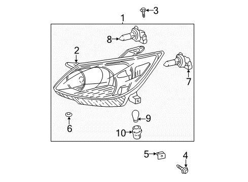 2007 Toyota Matrix Bulbs Diagram 2 - Thumbnail