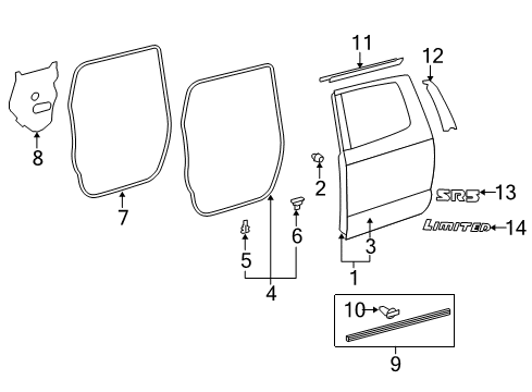 2020 Toyota Tundra Rear Door & Components, Exterior Trim, Trim Diagram 2 - Thumbnail