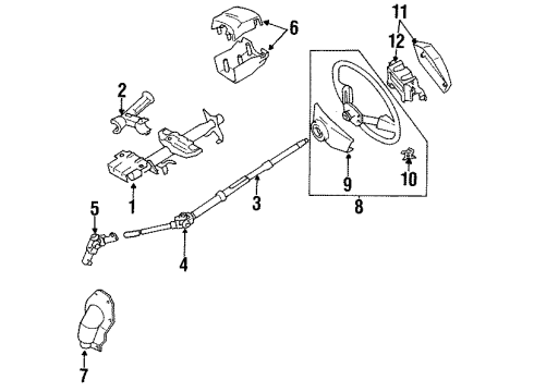 1990 Toyota Corolla Steering Column & Wheel, Steering Gear & Linkage Diagram 1 - Thumbnail