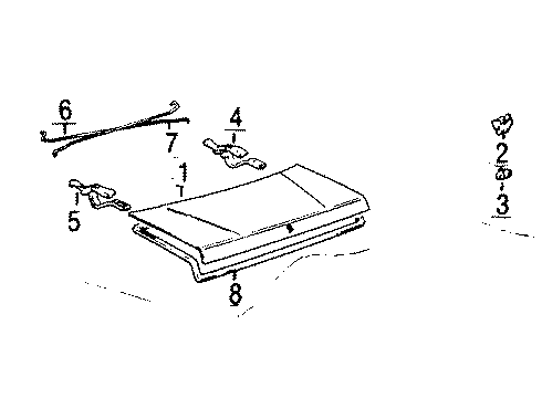 1985 Toyota Cressida Bar, Luggage Door Hinge Torsion, RH Diagram for 64531-22120