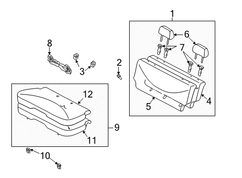 2002 Toyota Prius Rear Seat Back Cover (For Bench Type) Diagram for 71077-47060-B1