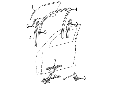 2001 Toyota Sequoia Glass, Sub-Assembly, Front Door Diagram for 68102-0C020-83