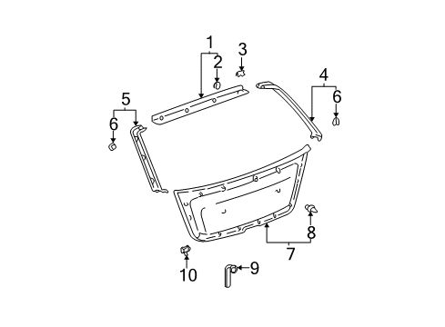 2001 Toyota Highlander Interior Trim - Lift Gate Diagram