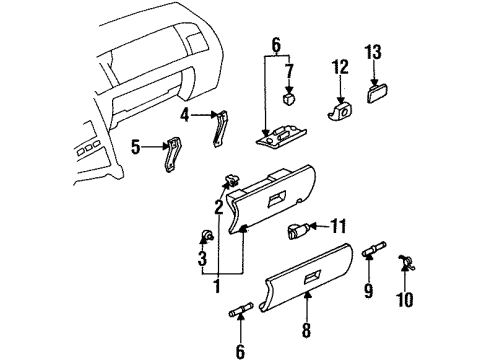 1998 Toyota Supra Plate, Glove Compartment Door Finish Diagram for 55568-14010