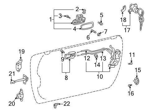 2001 Toyota MR2 Spyder Cylinder & Key Set, Door Lock, RH Diagram for 69051-17110