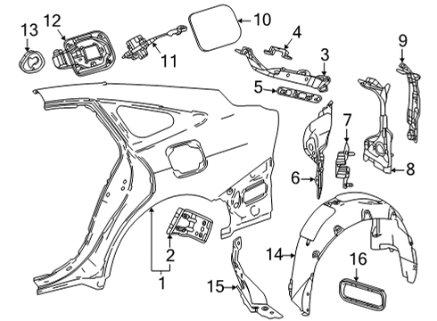 2022 Toyota Mirai Quarter Panel, Driver Side Diagram for 61602-62020