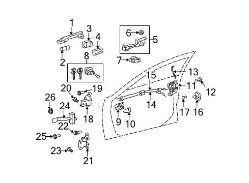 2009 Toyota Venza Cover, Front Door Outside Handle Diagram for 69217-0T010-E1