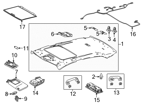 2018 Toyota Camry Visor Assembly, Left Diagram for 74320-33G30-B0