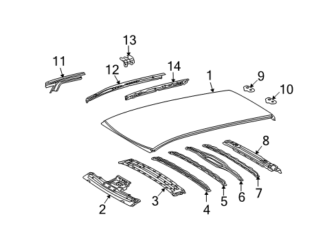 2013 Toyota Venza Rail Sub-Assembly, Roof Diagram for 61204-0T010