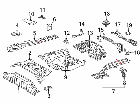 2014 Toyota Yaris Pan, Center Floor Diagram for 58211-0D080