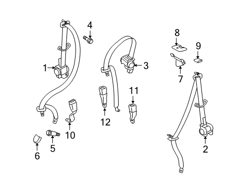 2017 Toyota 4Runner Second Row Seat Belts Diagram 1 - Thumbnail