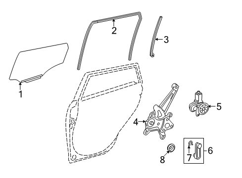 2011 Toyota Matrix Glass Sub-Assy, Rear Door, LH Diagram for 68104-02240