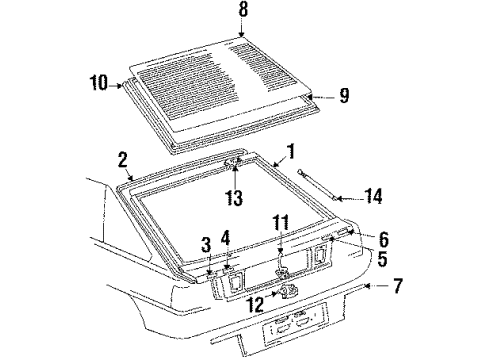 1986 Toyota Camry Back Door Stay Assembly Right Diagram for 68950-39125