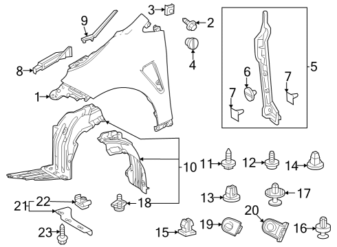 2023 Toyota GR Corolla Fender & Components Diagram