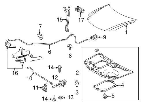 2016 Scion tC Hood Sub-Assembly Diagram for 53301-21110