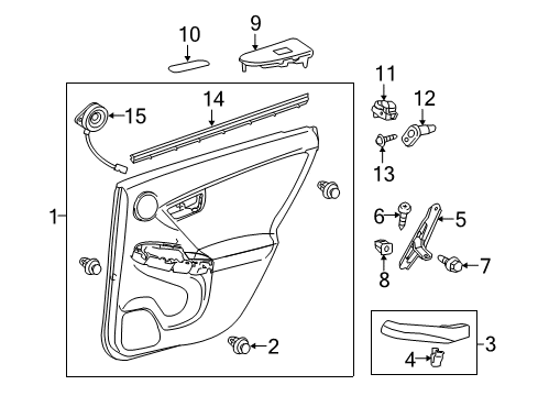 2015 Toyota Prius Plug-In Interior Trim - Rear Door Diagram