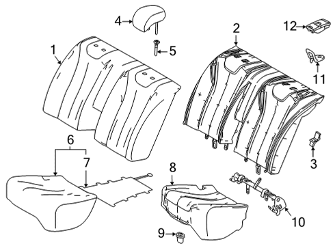 2017 Toyota Mirai Pad Sub-Assembly, Rear Seat Diagram for 71504-62010