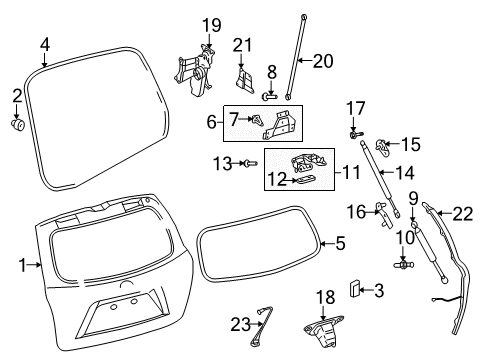 2013 Toyota Highlander Gate & Hardware Diagram