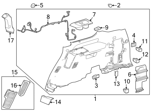 2023 Toyota Sequoia Hanger, Back Window Diagram for 65983-08030