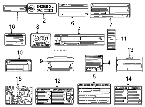 2021 Toyota Highlander Emission Label Diagram for 11298-F0240