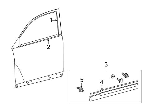 2013 Toyota Highlander Body Side Molding, Red, Outside Driver Side Diagram for 75072-48090-D0