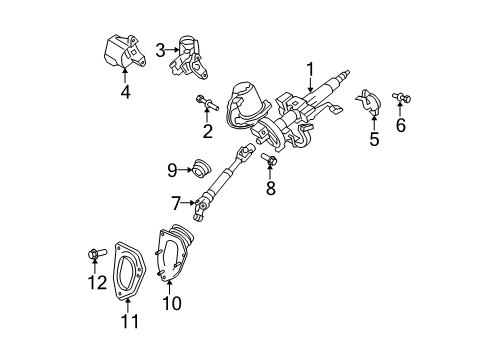 2010 Toyota Highlander Steering Column & Wheel, Steering Gear & Linkage Diagram 3 - Thumbnail