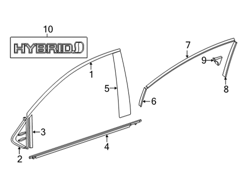 2022 Toyota Sienna Exterior Trim - Front Door Diagram