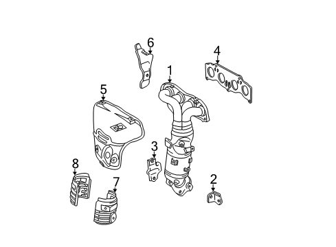 2004 Toyota Camry Exhaust Manifold Converter Sub-Assembly Diagram for 25051-28180