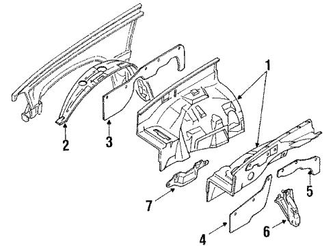 1991 Toyota 4Runner Inner Components - Fender Diagram