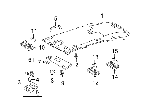 2013 Toyota Highlander Interior Trim - Roof Diagram 2 - Thumbnail