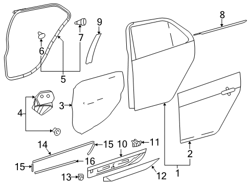 2018 Toyota Yaris MOULDING, Rear Door, Outside Diagram for 75741-0D200