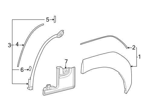 2023 Toyota bZ4X Exterior Trim - Quarter Panel Diagram