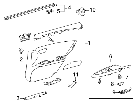 2015 Toyota Avalon Panel Assembly, Rear Door Diagram for 67640-07120-21