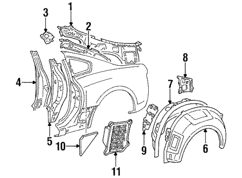 1998 Toyota Supra Inner Structure - Quarter Panel Diagram