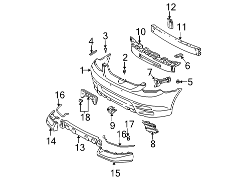 2003 Toyota Matrix Front Bumper Diagram