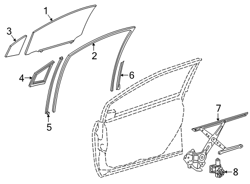 2018 Toyota Prius Front Door - Glass & Hardware Diagram