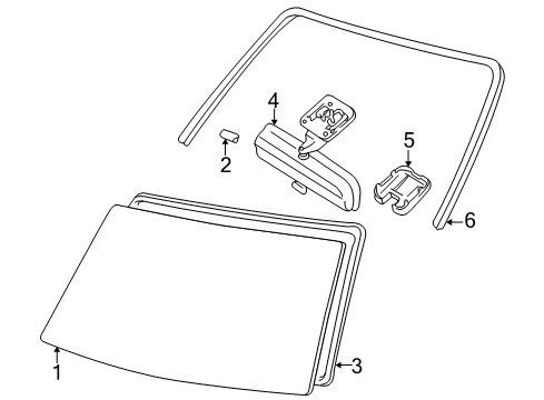 2001 Toyota 4Runner Windshield Glass, Reveal Moldings Diagram